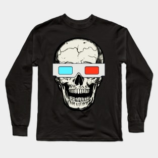 SKULL WITH 3D GLASSES Long Sleeve T-Shirt